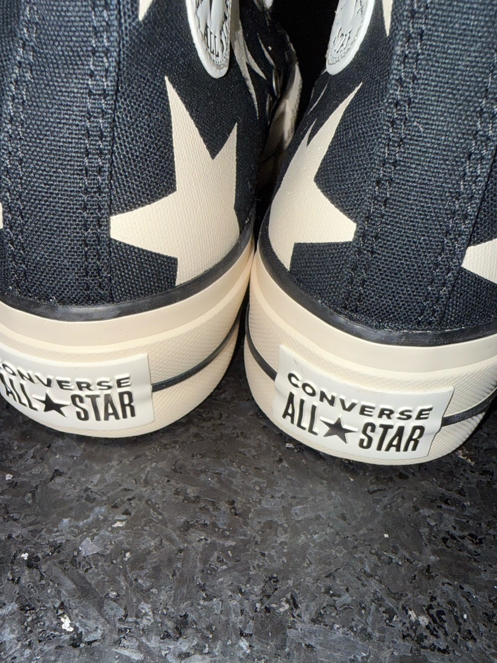 Converse ALL STAR LIFT High Top Sneakers Black & Cream Star Pattern Platform 7.5 - Picture 11 of 14